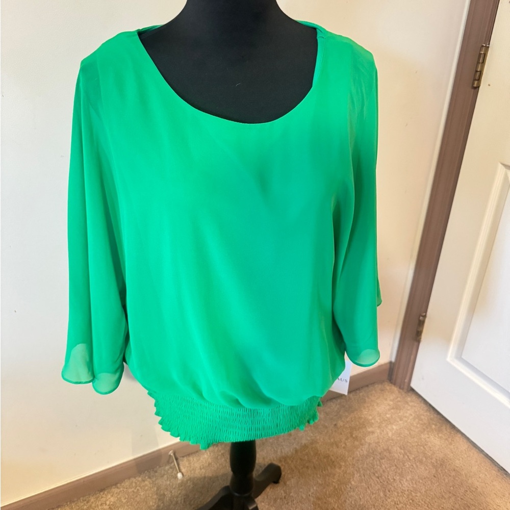 Chaus Green 3/4 Sleeve Relaxed Blouse
